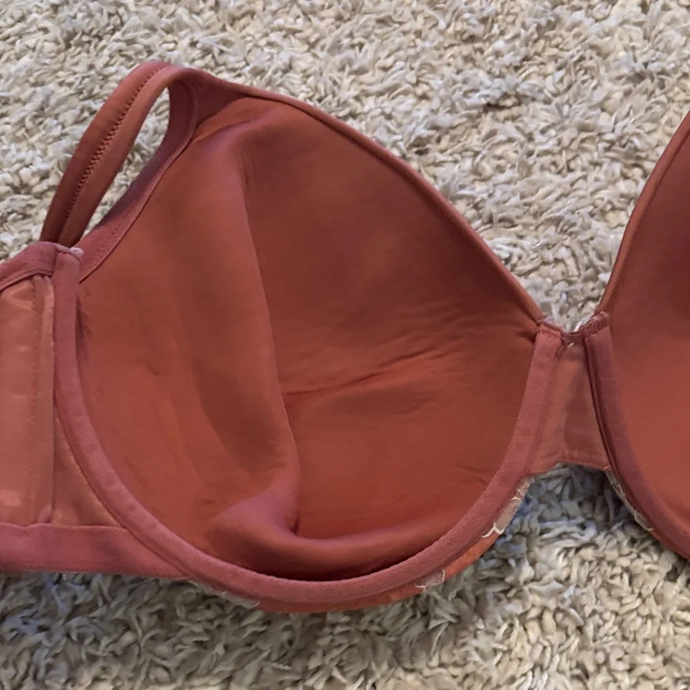 Cacique Satin Lace Bra in Rust and Cream